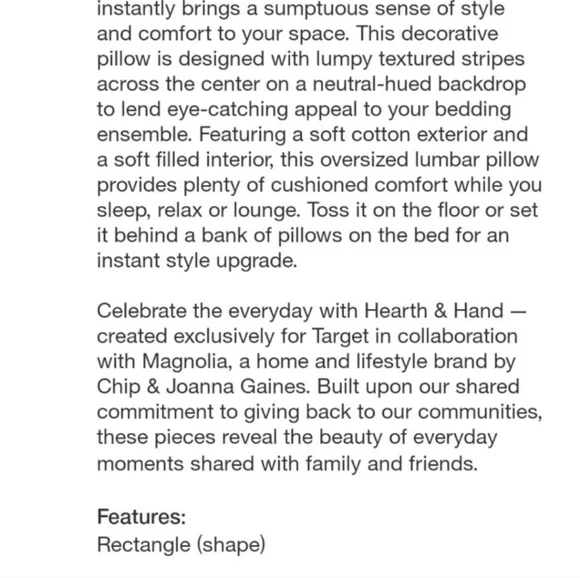 Hearth & Hearth Slub Center Stripe Oversized Lumbar Oblong Bed Pillow - Picture 10 of 14